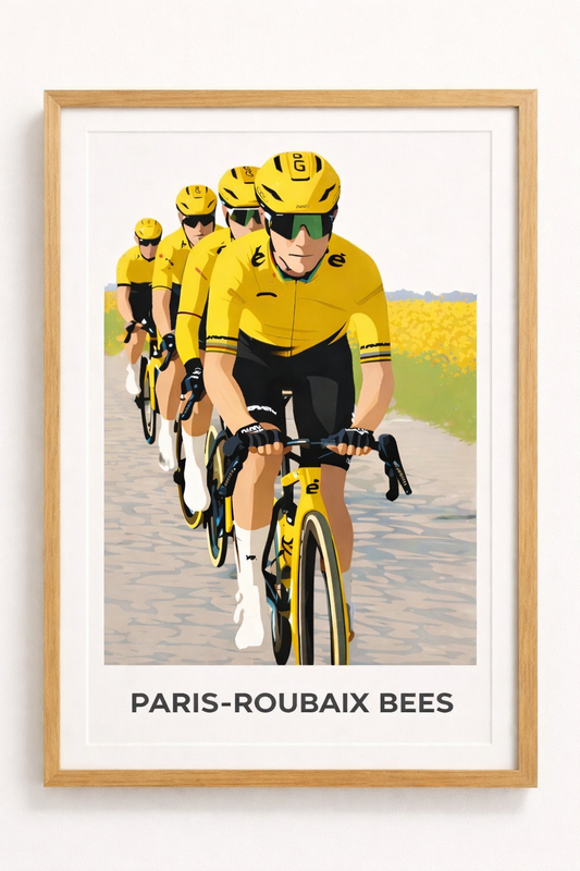 Paris Roubaix Bees Unframed Cycling Print