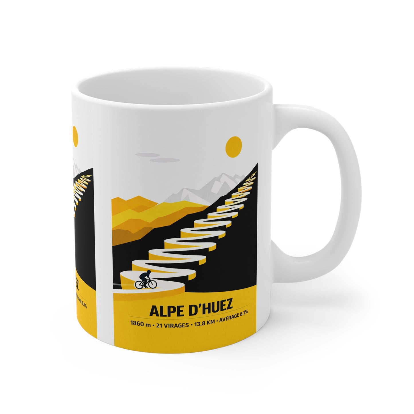 Alp D'Huez Iconic Cyling Climb Mug in Tour De France Colours