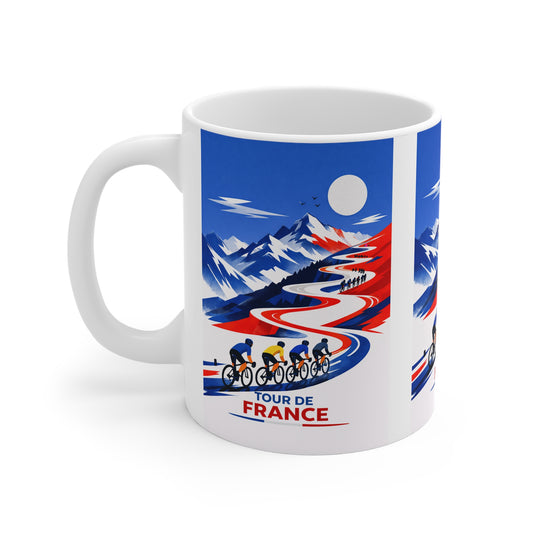 Tour De France Cycling Mug in French Flag Colours