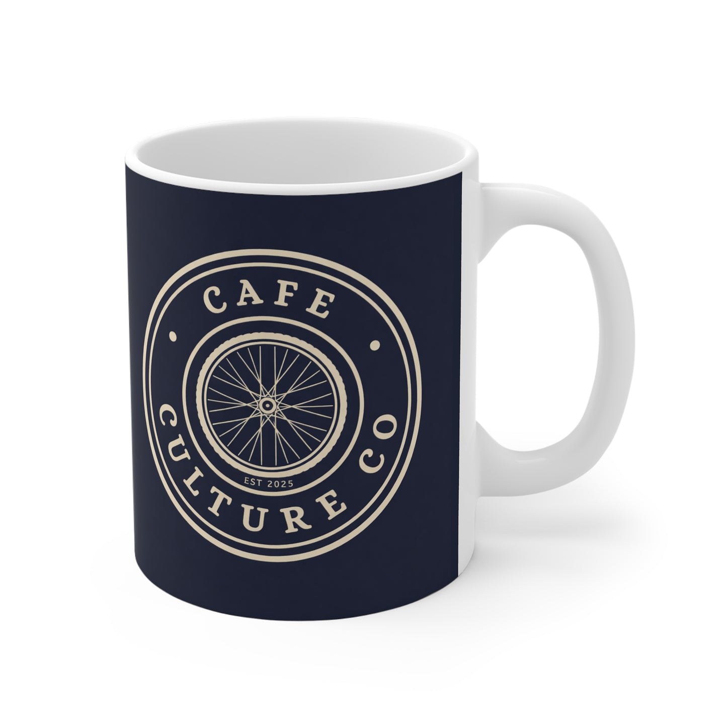 Cafe Culture Co Wheel Emblem Cycling Mug - Navy