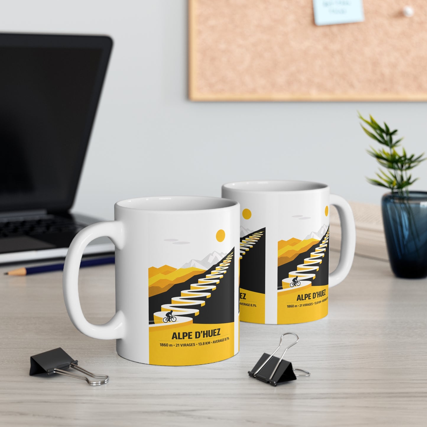 Alp D'Huez Iconic Cyling Climb Mug in Tour De France Colours