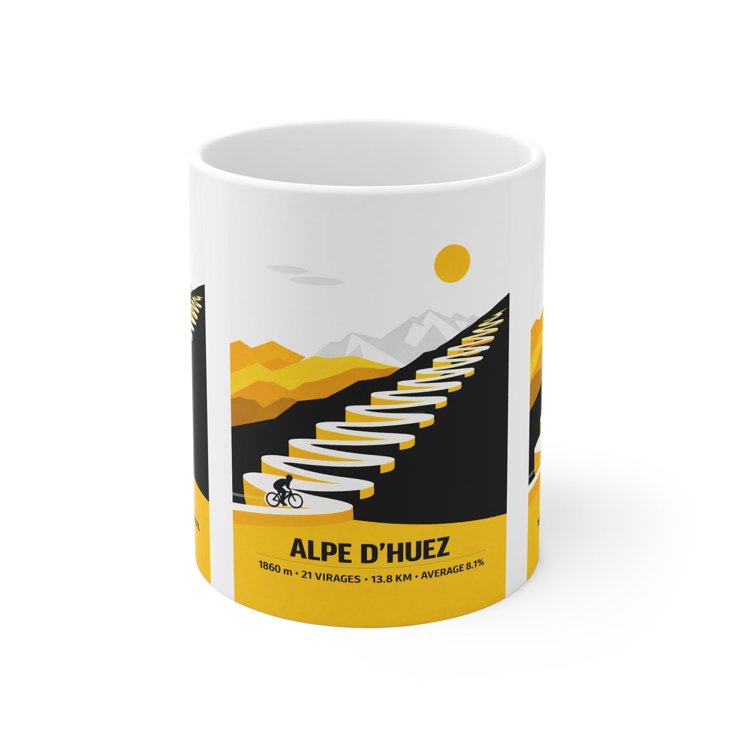 Alp D'Huez Iconic Cyling Climb Mug in Tour De France Colours