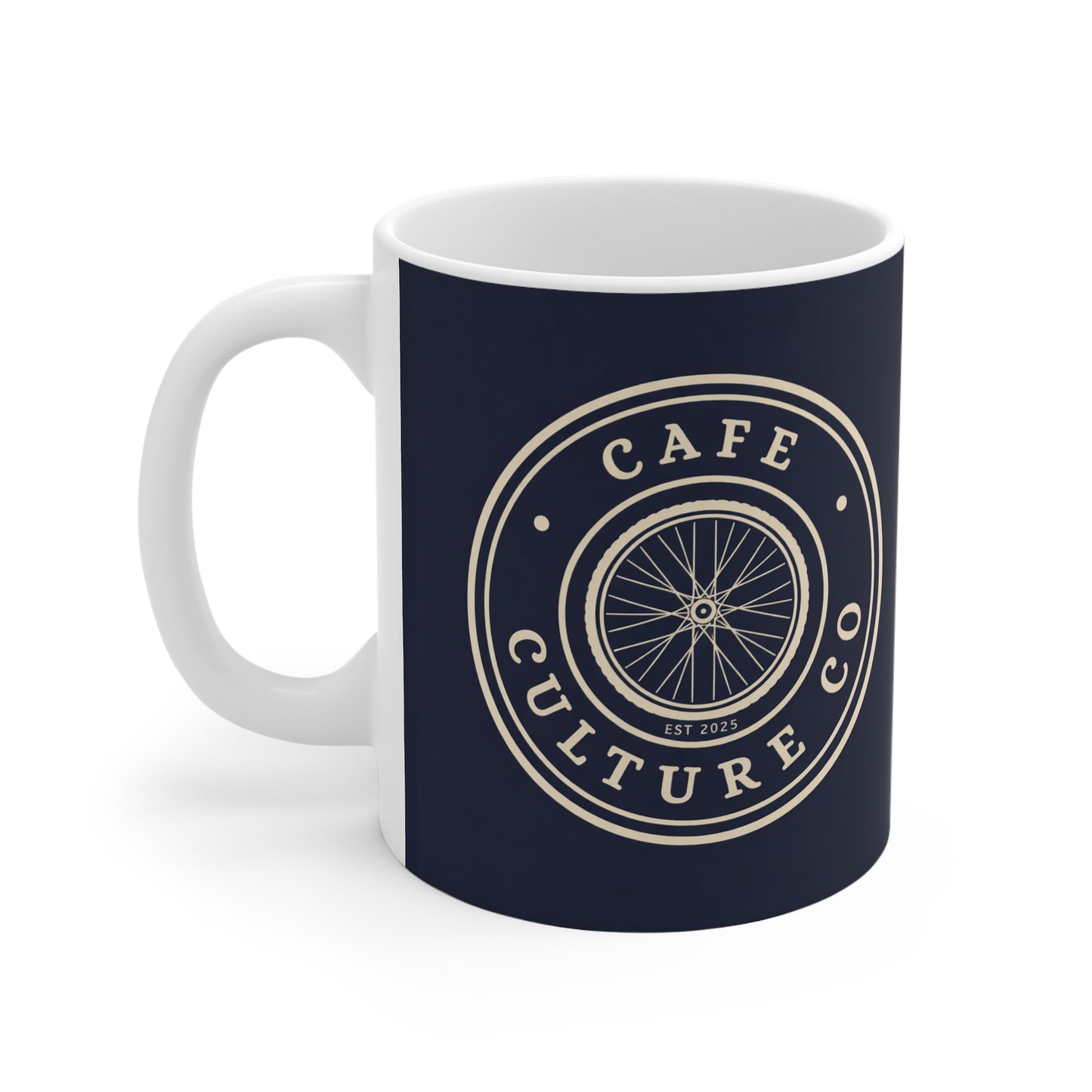Cafe Culture Co Wheel Emblem Cycling Mug - Navy
