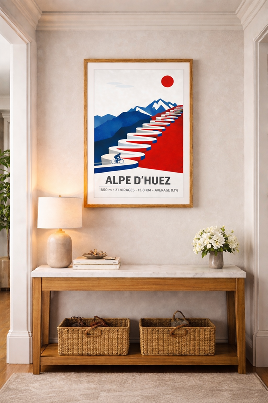 Alp D'Huez Fine Art Unframed Print in French Flag Colours