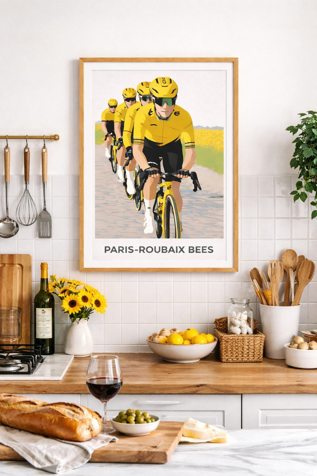 Paris Roubaix Bees Unframed Cycling Print