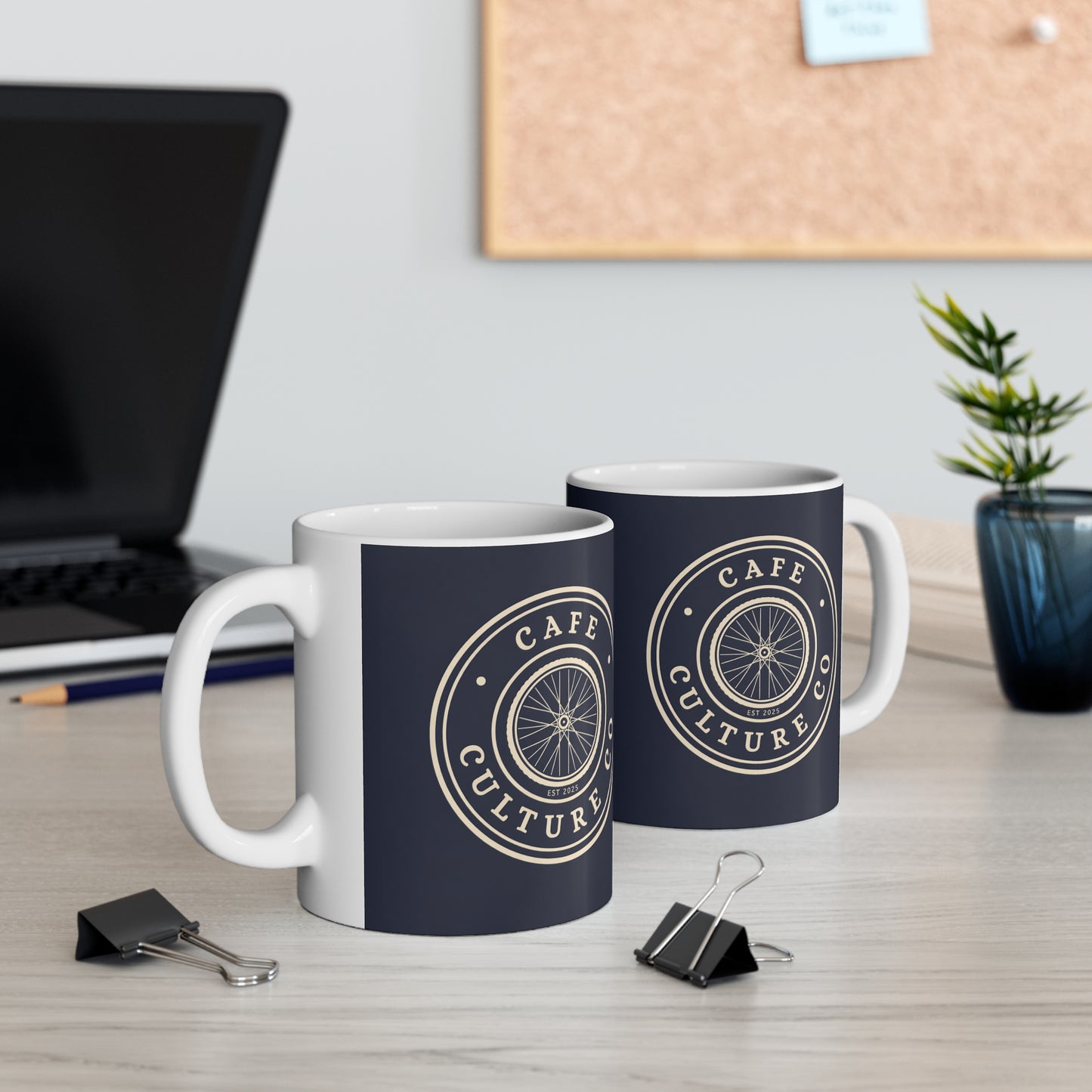Cafe Culture Co Wheel Emblem Cycling Mug - Navy