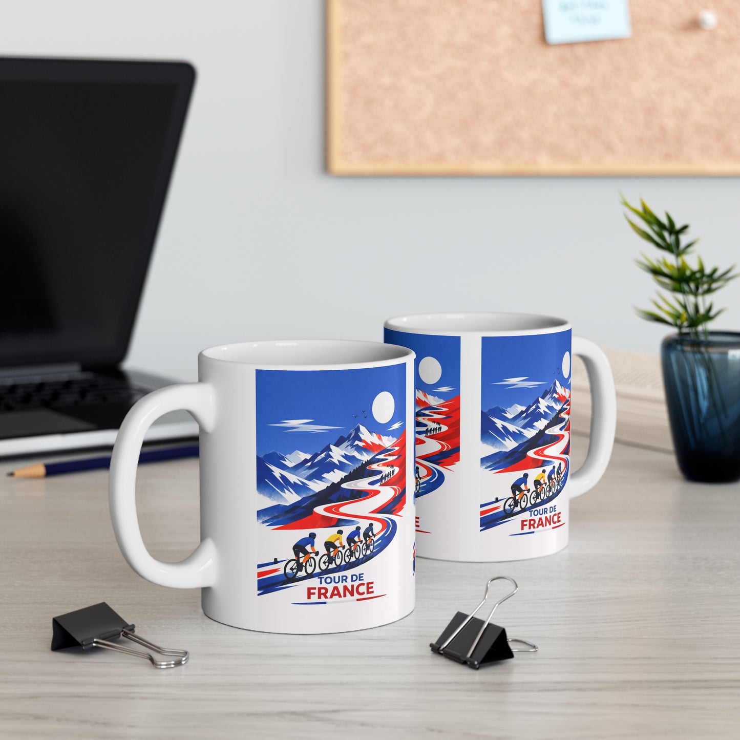 Tour De France Cycling Mug in French Flag Colours