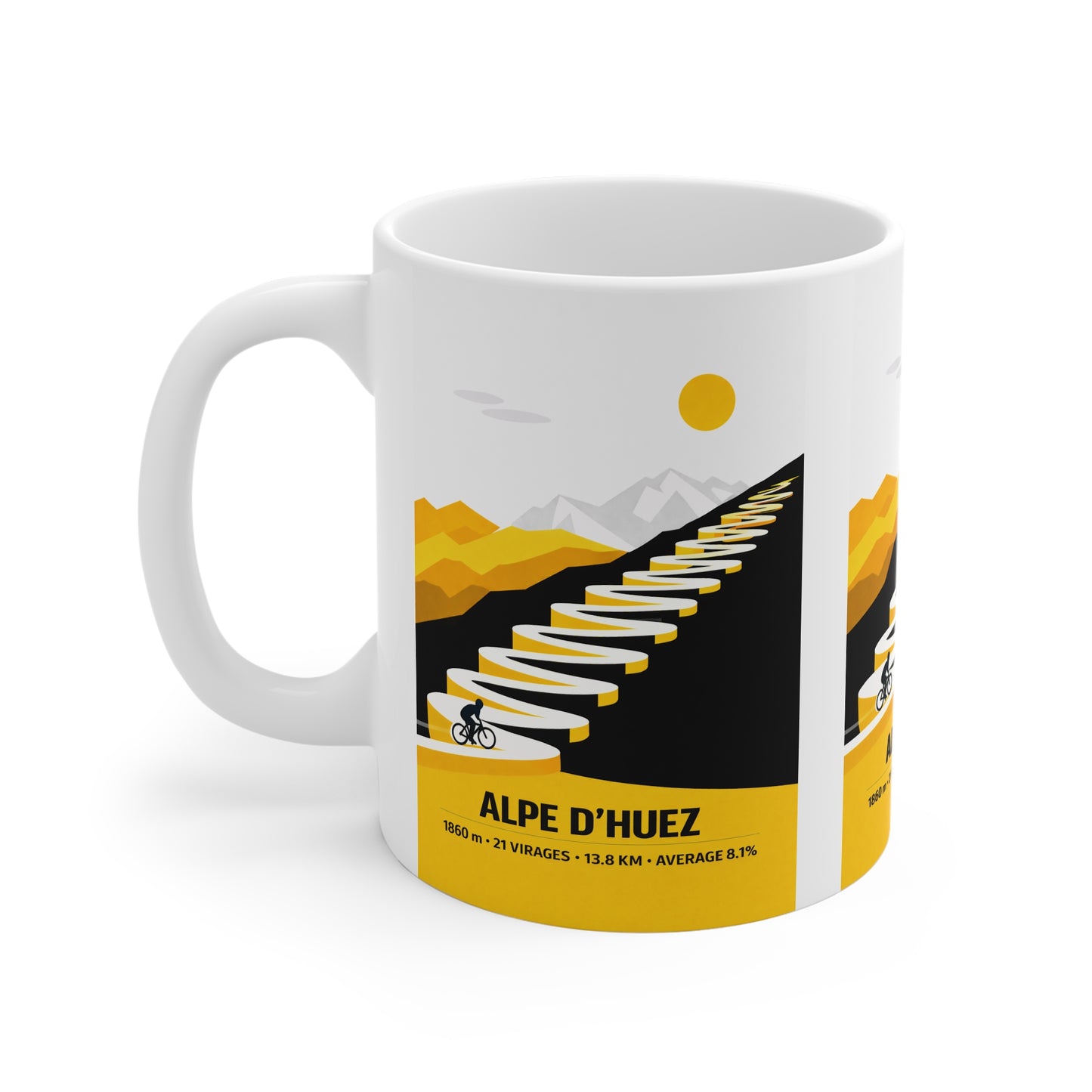 Alp D'Huez Iconic Cyling Climb Mug in Tour De France Colours