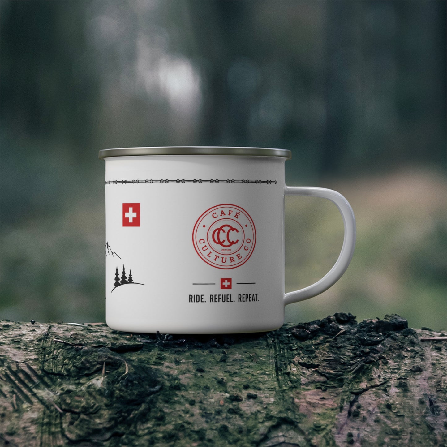 Tour de Suisse Enamel Adventure Mug